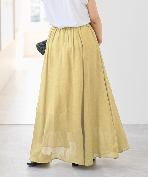Spick & Span(スピックアンドスパン)の「《セットアップ可》ラミーブレンドギャザーフレアスカート(スカート・レディース・イエロー/ベージュ系その他/ブラウン・38/36)」の6枚目の写真