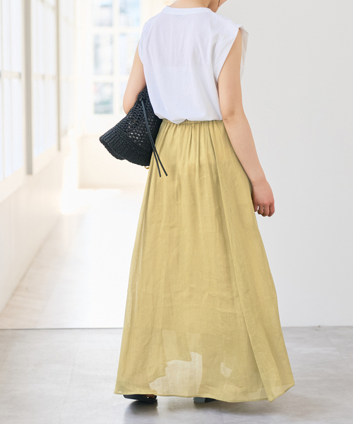 Spick & Span(スピックアンドスパン)の「《セットアップ可》ラミーブレンドギャザーフレアスカート(スカート・レディース・イエロー/ベージュ系その他/ブラウン・38/36)」の7枚目の写真