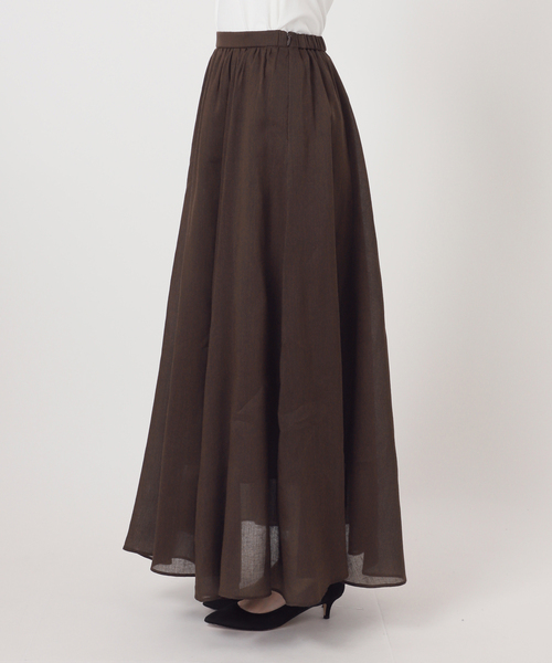 Spick & Span(スピックアンドスパン)の「《セットアップ可》ラミーブレンドギャザーフレアスカート(スカート・レディース・イエロー/ベージュ系その他/ブラウン・38/36)」の9枚目の写真