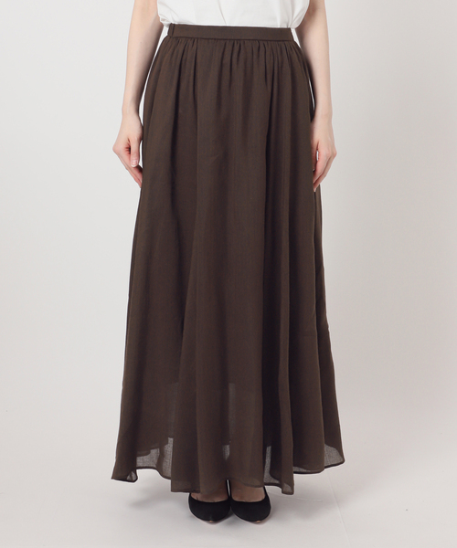 Spick & Span(スピックアンドスパン)の「《セットアップ可》ラミーブレンドギャザーフレアスカート(スカート・レディース・イエロー/ベージュ系その他/ブラウン・38/36)」の18枚目の写真
