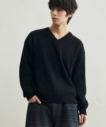 ROTEMBER（ローテンバー）の「リブドVネッククロップニット[ブラック]（ニット/セーター）」