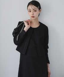 【ワンピーススーツ】ノーカラージャケット&半袖ワンピース ２点セット