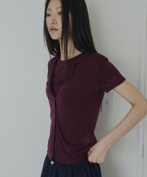 FEKETE(フェケテ)の「sheer cardigan / シアーカーディガン(カーディガン/ボレロ・レディース・プラム/ライトブルー/ピンク・LARGE/MEDIUM/SMALL)」の2枚目の写真