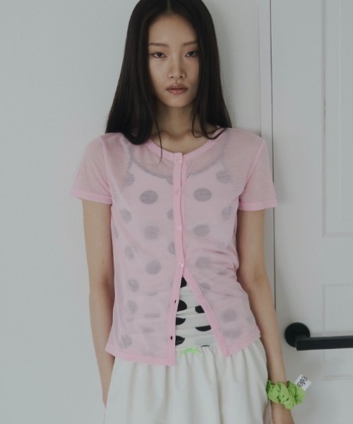 FEKETE(フェケテ)の「sheer cardigan / シアーカーディガン(カーディガン/ボレロ・レディース・プラム/ライトブルー/ピンク・LARGE/MEDIUM/SMALL)」の3枚目の写真