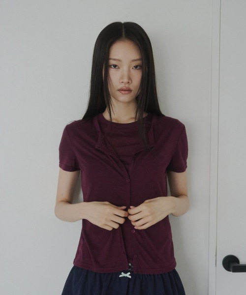 FEKETE(フェケテ)の「sheer cardigan / シアーカーディガン(カーディガン/ボレロ・レディース・プラム/ライトブルー/ピンク・LARGE/MEDIUM/SMALL)」の7枚目の写真