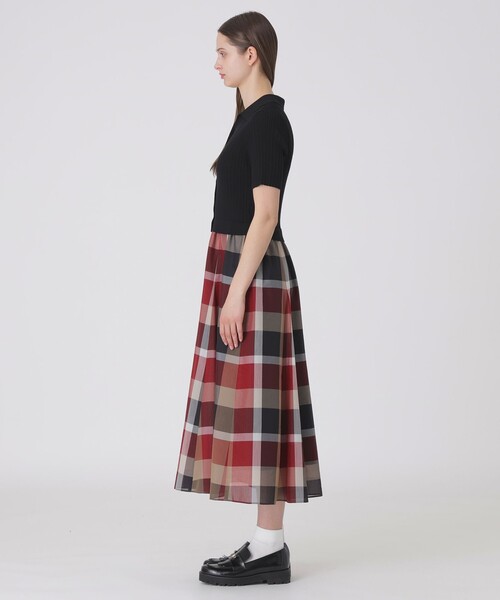 BLUE LABEL CRESTBRIDGE(ブルーレーベルクレストブリッジ)の「クレストブリッジチェックシアーボイルコンビドレス(ワンピース・レディース・レッド/パープル系その他4・36/40/38)」の3枚目の写真