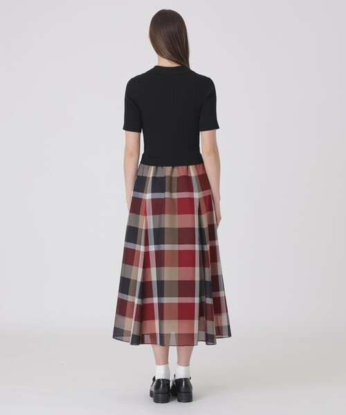 BLUE LABEL CRESTBRIDGE(ブルーレーベルクレストブリッジ)の「クレストブリッジチェックシアーボイルコンビドレス(ワンピース・レディース・レッド/パープル系その他4・36/40/38)」の4枚目の写真