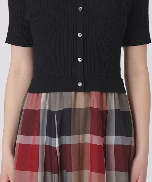BLUE LABEL CRESTBRIDGE(ブルーレーベルクレストブリッジ)の「クレストブリッジチェックシアーボイルコンビドレス(ワンピース・レディース・レッド/パープル系その他4・36/40/38)」の5枚目の写真