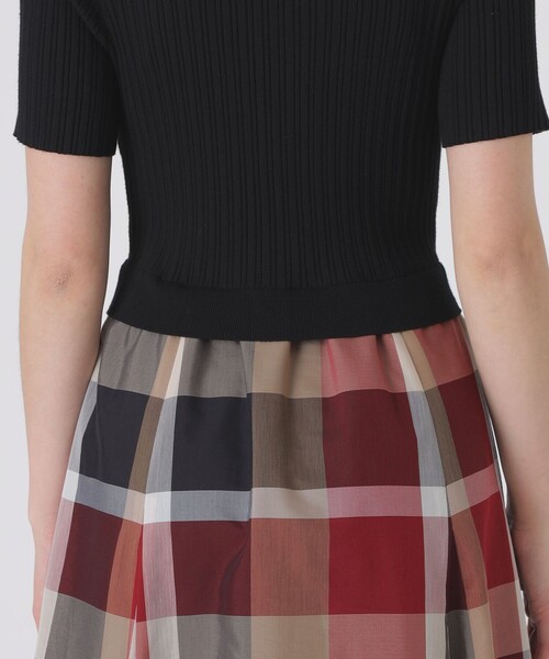 BLUE LABEL CRESTBRIDGE(ブルーレーベルクレストブリッジ)の「クレストブリッジチェックシアーボイルコンビドレス(ワンピース・レディース・レッド/パープル系その他4・36/40/38)」の6枚目の写真