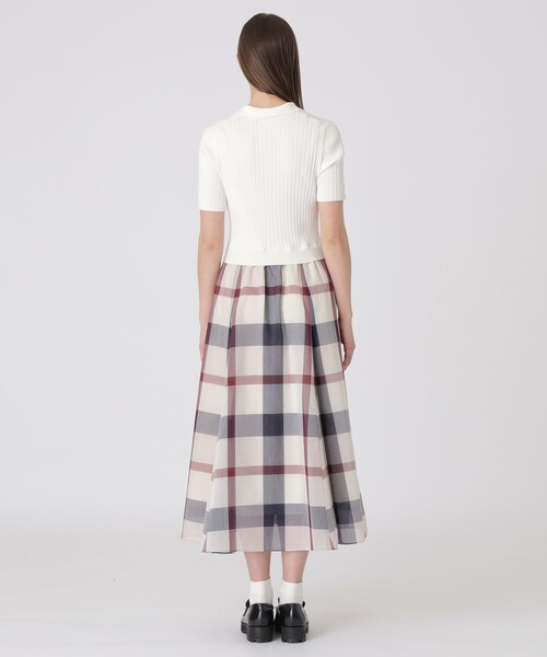 BLUE LABEL CRESTBRIDGE(ブルーレーベルクレストブリッジ)の「クレストブリッジチェックシアーボイルコンビドレス(ワンピース・レディース・レッド/パープル系その他4・36/40/38)」の9枚目の写真