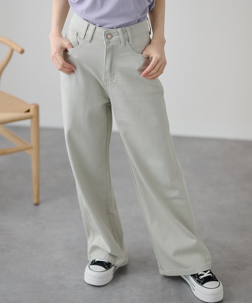 DAYRA(デイラ)の「ソリッドカラー ハイウエスト ストレート ワイド デニム パンツ(デニムパンツ・レディース・ブルー/グレイッシュベージュ・S/XL/L/M)」の3枚目の写真