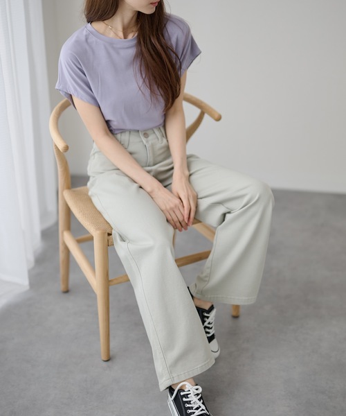 DAYRA(デイラ)の「ソリッドカラー ハイウエスト ストレート ワイド デニム パンツ(デニムパンツ・レディース・ブルー/グレイッシュベージュ・S/XL/L/M)」の7枚目の写真