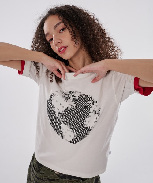 WISH FOR EVER(ウィッシュフォーエバー)の「EARTH DESIGN PRINT T/アースデザインプリントT(Tシャツ/カットソー・メンズ・ネイビー/ブラウン/ホワイト/イエロー・MEDIUM/SMALL/LARGE)」の18枚目の写真
