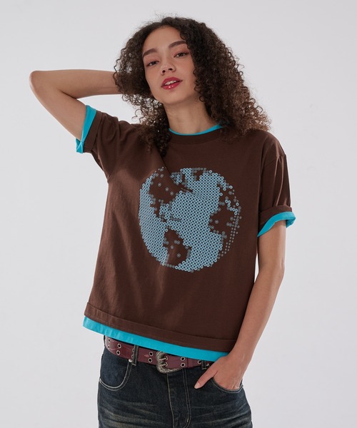 WISH FOR EVER(ウィッシュフォーエバー)の「EARTH DESIGN PRINT T/アースデザインプリントT(Tシャツ/カットソー・メンズ・ネイビー/ブラウン/ホワイト/イエロー・MEDIUM/SMALL/LARGE)」の20枚目の写真