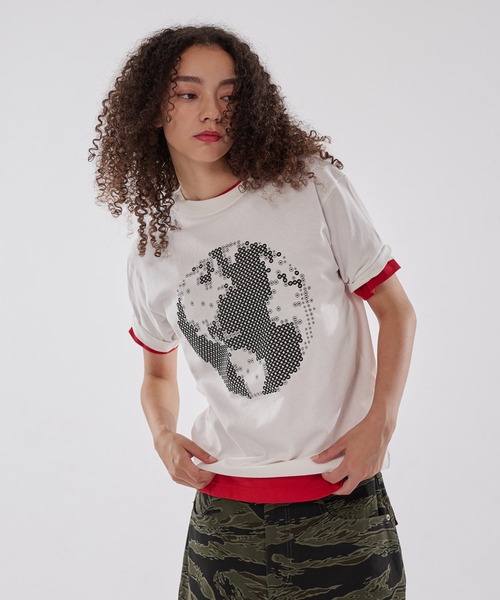 WISH FOR EVER(ウィッシュフォーエバー)の「EARTH DESIGN PRINT T/アースデザインプリントT(Tシャツ/カットソー・メンズ・ネイビー/ブラウン/ホワイト/イエロー・MEDIUM/SMALL/LARGE)」の15枚目の写真