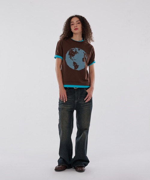 WISH FOR EVER(ウィッシュフォーエバー)の「EARTH DESIGN PRINT T/アースデザインプリントT(Tシャツ/カットソー・メンズ・ネイビー/ブラウン/ホワイト/イエロー・MEDIUM/SMALL/LARGE)」の11枚目の写真