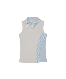 OJOS（オホス）の「Curved Cut Collar Tank / Light Blue（Tシャツ/カットソー）」