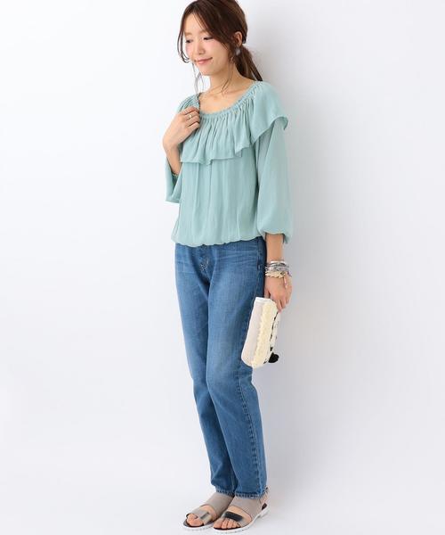 Another Edition（アナザーエディション）の「オフショルダーブラウス/AEMFC  OFF SHOULDER BL（シャツ/ブラウス・レディース・オフホワイト/ライム・FREE）」の13枚目の写真