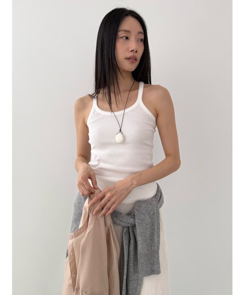 Didot.showroom（ディドット ショールーム）の「スクープバックリブキャミソール（キャミソール・レディース・ネイビー/ベージュ/グレー/アイボリー・FREE）」の2枚目の写真