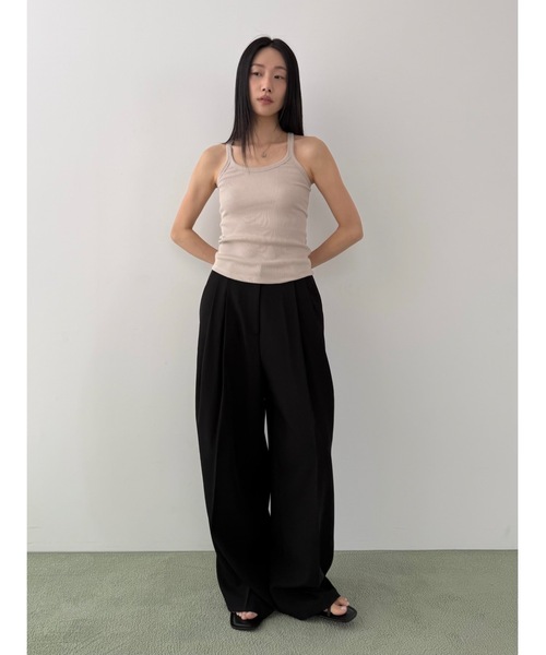 Didot.showroom（ディドット ショールーム）の「スクープバックリブキャミソール（キャミソール・レディース・ネイビー/ベージュ/グレー/アイボリー・FREE）」の5枚目の写真