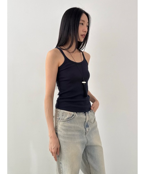 Didot.showroom（ディドット ショールーム）の「スクープバックリブキャミソール（キャミソール・レディース・ネイビー/ベージュ/グレー/アイボリー・FREE）」の6枚目の写真