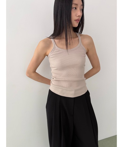 Didot.showroom（ディドット ショールーム）の「スクープバックリブキャミソール（キャミソール・レディース・ネイビー/ベージュ/グレー/アイボリー・FREE）」の10枚目の写真