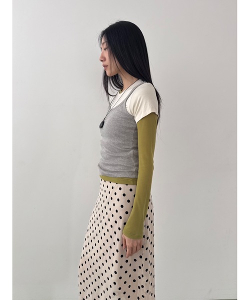 Didot.showroom（ディドット ショールーム）の「スクープバックリブキャミソール（キャミソール・レディース・ネイビー/ベージュ/グレー/アイボリー・FREE）」の14枚目の写真