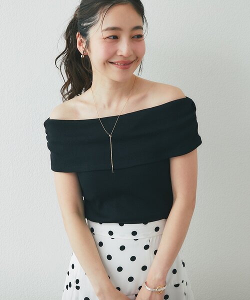 La boutique BonBon(ラブティックボンボン)の「【ヘルシーな肌見せ】オフショルテレコカットソー(Tシャツ/カットソー・レディース・ピンク/サックスブルー/ブラック・FREE)」の13枚目の写真