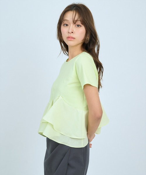 AND COUTURE(アンドクチュール)の「ペプラムカットトップス(Tシャツ/カットソー・レディース・グリーン/オフホワイト/ブラック・FREE)」の20枚目の写真