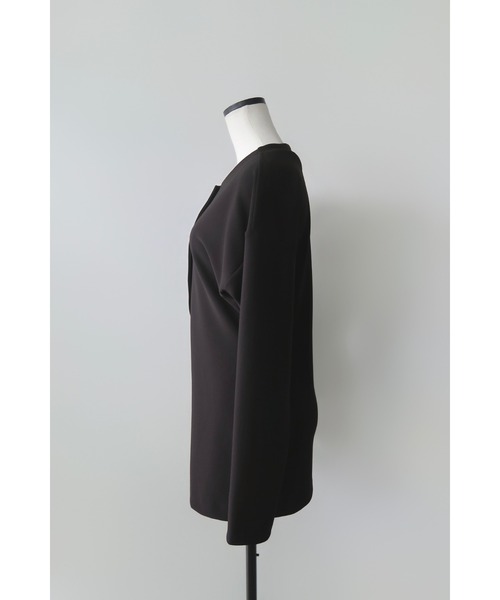 celon(セロン)の「flare line button jacket(ノーカラージャケット・レディース・ブラック/アイボリー・FREE)」の3枚目の写真