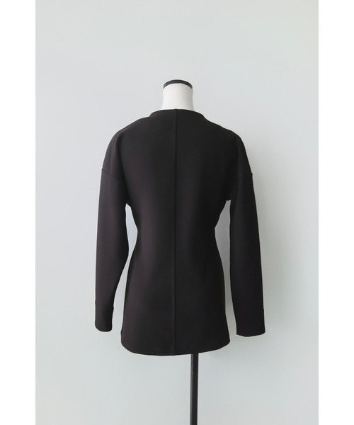 celon(セロン)の「flare line button jacket(ノーカラージャケット・レディース・ブラック/アイボリー・FREE)」の4枚目の写真