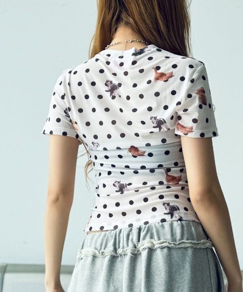 Y2K SYNAPSE FACTORY（ワイツーケー シナプスファクトリー）の「【ドット】シアーTシャツ（Tシャツ/カットソー・レディース・ホワイト/ブラック・FREE）」の11枚目の写真