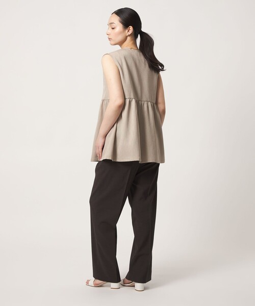 A DAY IN THE LIFE UNITED ARROWS(アデイインザライフユナイテッドアローズ)の「リネンライク ペプラム ジップベスト ‐マシンウォッシャブル‐<A DAY IN THE LIFE>(ベスト・レディース・モカ/ベージュ/ブラック・FREE)」の6枚目の写真