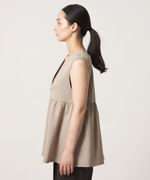 A DAY IN THE LIFE UNITED ARROWS(アデイインザライフユナイテッドアローズ)の「リネンライク ペプラム ジップベスト ‐マシンウォッシャブル‐<A DAY IN THE LIFE>(ベスト・レディース・モカ/ベージュ/ブラック・FREE)」の10枚目の写真