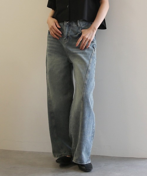 No one knows(ノーワンノーズ)の「ZOZO限定 バレルレッグデニムパンツ(デニムパンツ・レディース・ライトインディゴブルー・M/L)」の1枚目の写真