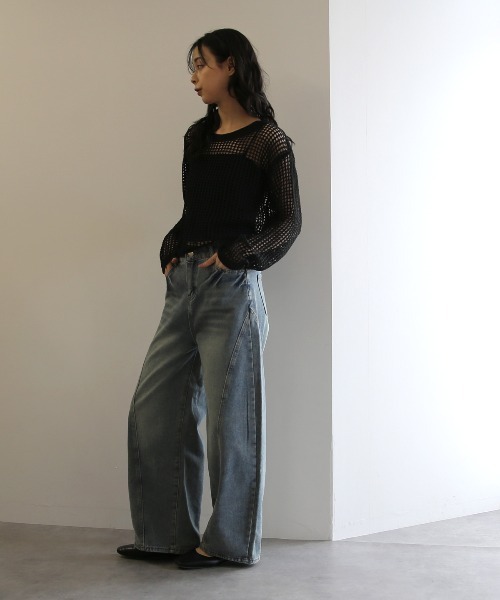 No one knows(ノーワンノーズ)の「ZOZO限定 バレルレッグデニムパンツ(デニムパンツ・レディース・ライトインディゴブルー・M/L)」の3枚目の写真
