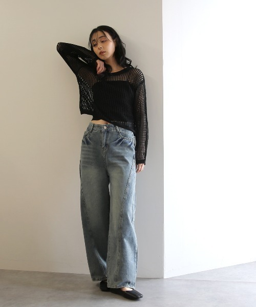 No one knows(ノーワンノーズ)の「ZOZO限定 バレルレッグデニムパンツ(デニムパンツ・レディース・ライトインディゴブルー・M/L)」の6枚目の写真