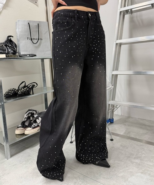 Figments(フィグメンツ)の「クリスタルバギーパンツ(デニムパンツ・レディース・ブラック・LARGE/SMALL/MEDIUM)」の2枚目の写真