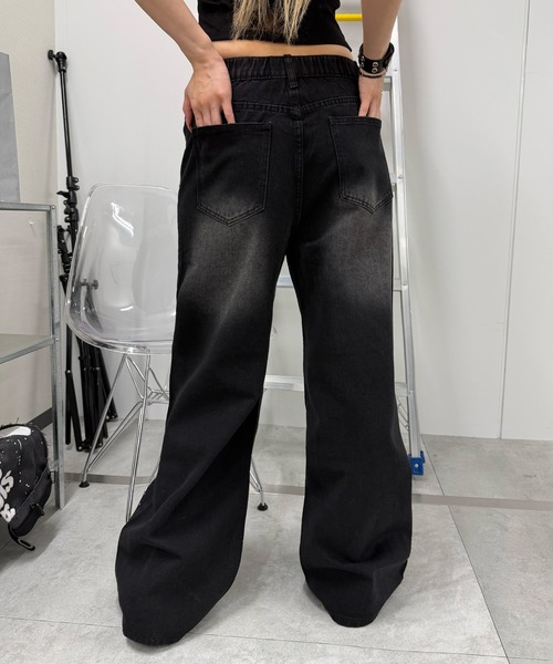 Figments(フィグメンツ)の「クリスタルバギーパンツ(デニムパンツ・レディース・ブラック・LARGE/SMALL/MEDIUM)」の3枚目の写真