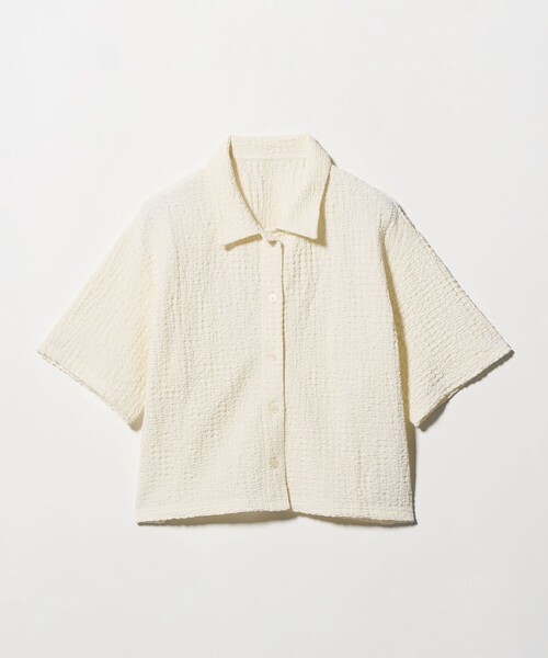 A DAY IN THE LIFE UNITED ARROWS(アデイインザライフユナイテッドアローズ)の「シャーリング ハーフスリーブシャツ 5分袖<A DAY IN THE LIFE>(シャツ/ブラウス・レディース・ブラック/オフホワイト/ダークブラウン・FREE)」の2枚目の写真