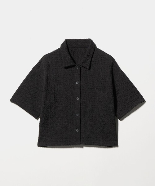 A DAY IN THE LIFE UNITED ARROWS(アデイインザライフユナイテッドアローズ)の「シャーリング ハーフスリーブシャツ 5分袖<A DAY IN THE LIFE>(シャツ/ブラウス・レディース・ブラック/オフホワイト/ダークブラウン・FREE)」の3枚目の写真