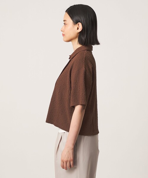 A DAY IN THE LIFE UNITED ARROWS(アデイインザライフユナイテッドアローズ)の「シャーリング ハーフスリーブシャツ 5分袖<A DAY IN THE LIFE>(シャツ/ブラウス・レディース・ブラック/オフホワイト/ダークブラウン・FREE)」の7枚目の写真