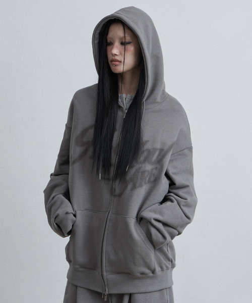 as you are(アズユーアー)の「AYA ビッグロゴフードジップアップダークグレー(パーカー・レディース・その他・SMALL/MEDIUM)」の1枚目の写真