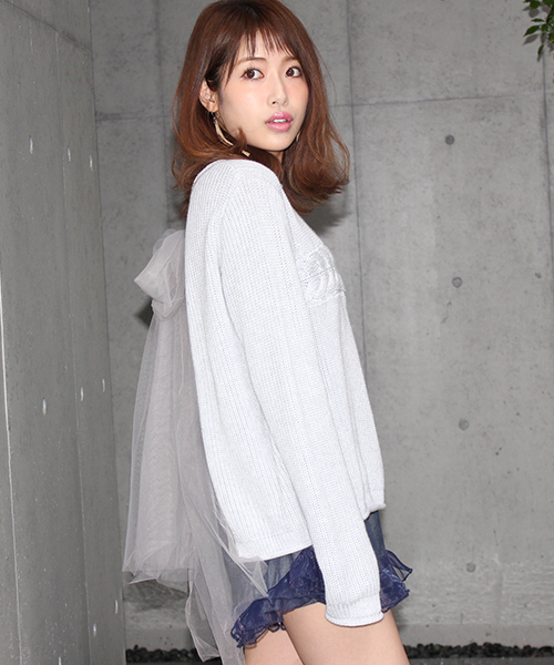 MICOAMERI（ミコアメリ）の「畦編みバックチュールニット（ニット