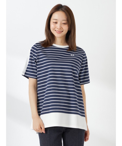 McGREGOR（マックレガー）の「【接触冷感】ボーダーロングＴシャツ（Tシャツ/カットソー・レディース・ネイビー/アイボリー・L/M）」の2枚目の写真