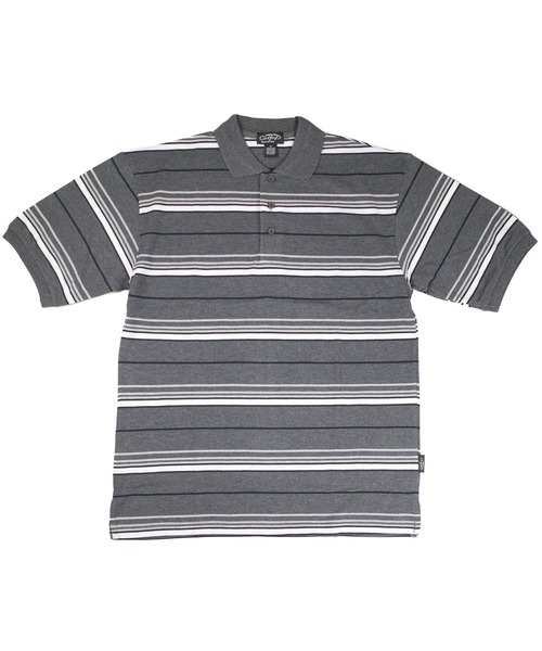 Cal Top（キャルトップ）の「【T19】【Cal Top/キャルトップ】STRIPE POLO SHIRTS（ポロシャツ・メンズ・ブラック/チャコールグレー・SMALL/MEDIUM）」の2枚目の写真
