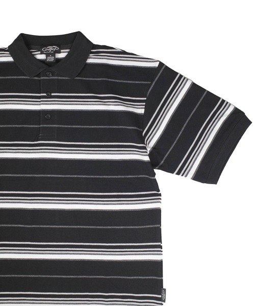 Cal Top（キャルトップ）の「【T19】【Cal Top/キャルトップ】STRIPE POLO SHIRTS（ポロシャツ・メンズ・ブラック/チャコールグレー・SMALL/MEDIUM）」の3枚目の写真