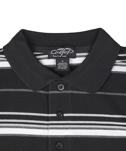Cal Top（キャルトップ）の「【T19】【Cal Top/キャルトップ】STRIPE POLO SHIRTS（ポロシャツ・メンズ・ブラック/チャコールグレー・SMALL/MEDIUM）」の4枚目の写真