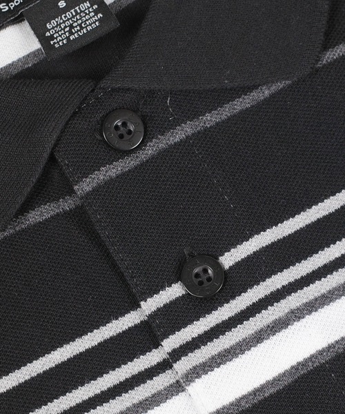 Cal Top（キャルトップ）の「【T19】【Cal Top/キャルトップ】STRIPE POLO SHIRTS（ポロシャツ・メンズ・ブラック/チャコールグレー・SMALL/MEDIUM）」の6枚目の写真