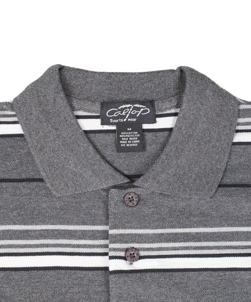 Cal Top（キャルトップ）の「【T19】【Cal Top/キャルトップ】STRIPE POLO SHIRTS（ポロシャツ・メンズ・ブラック/チャコールグレー・SMALL/MEDIUM）」の12枚目の写真